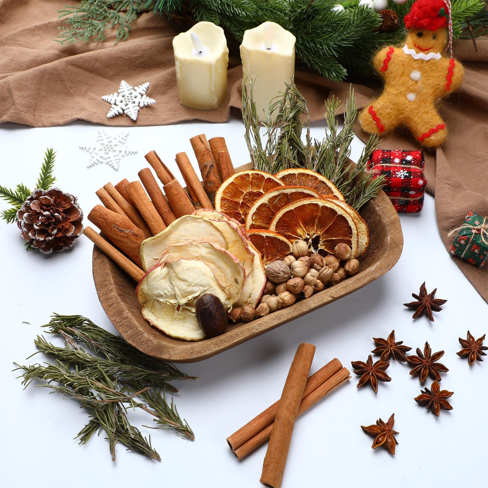 Knitgrip 2 Stück Weihnachten Potpourri Simmer Pot Simmering Potpourri Bowl Filler Xmas Simmer Pot Kit für Herd getrocknete Orange Apfelscheiben Zimtstangen Herd für Weihnachtsdekoration (klassischer