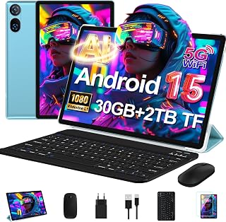 Tablet 10 Pollici Android 15 con 30 GB RAM+2TB ROM Espansione, Widevine L1