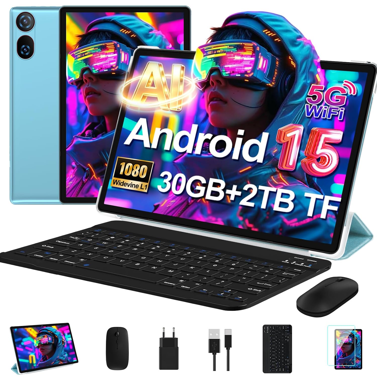 DMOAO Android 15 with 30GB RAM + 64GB ROM 8 Core Blue