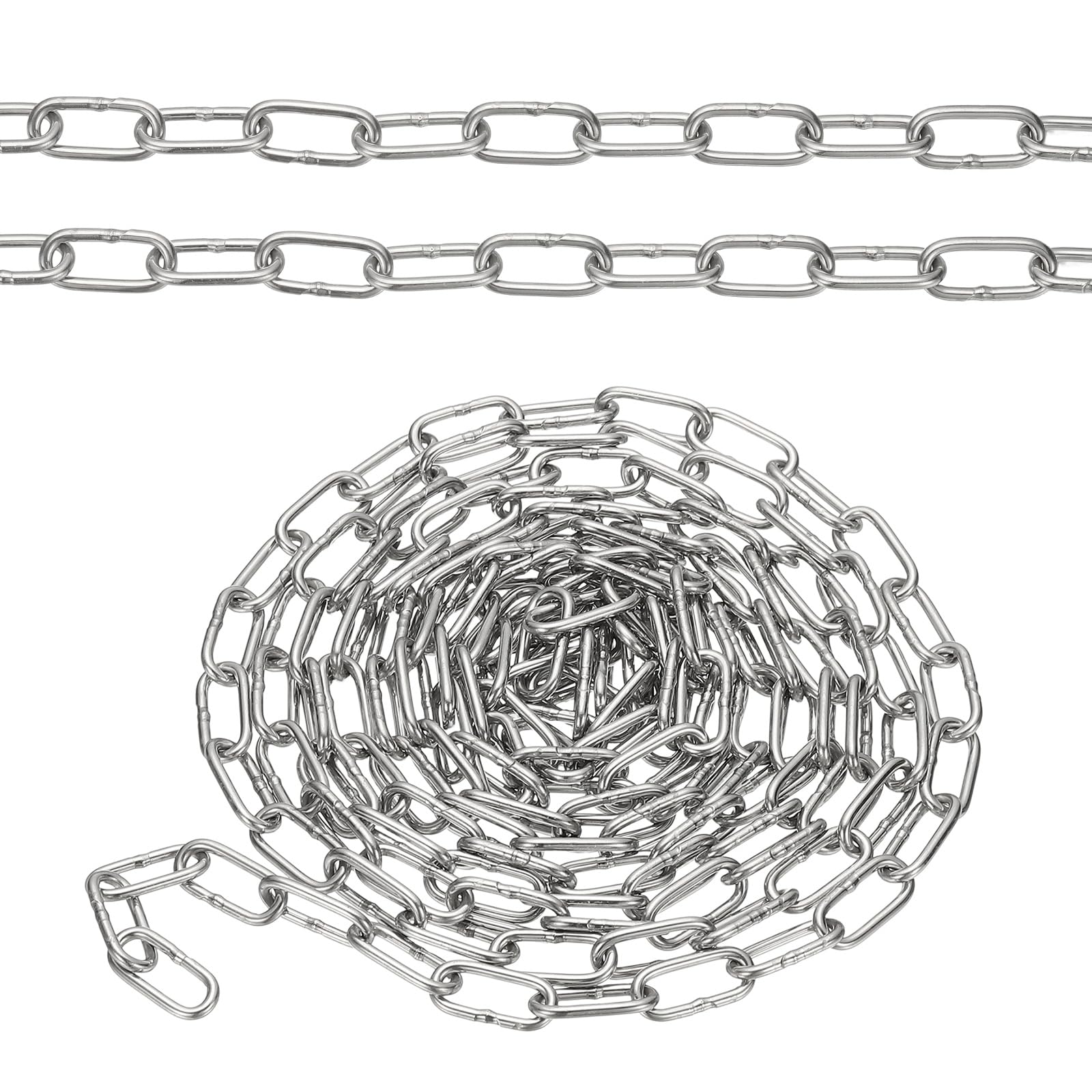 PATIKIL 9.8ft SUS304 Stainless Steel Chain, 2.5mm Metal Chain Link 3 Meter Small Light Duty for Home Outdoor Camping Hanging Pet Plant, Silver