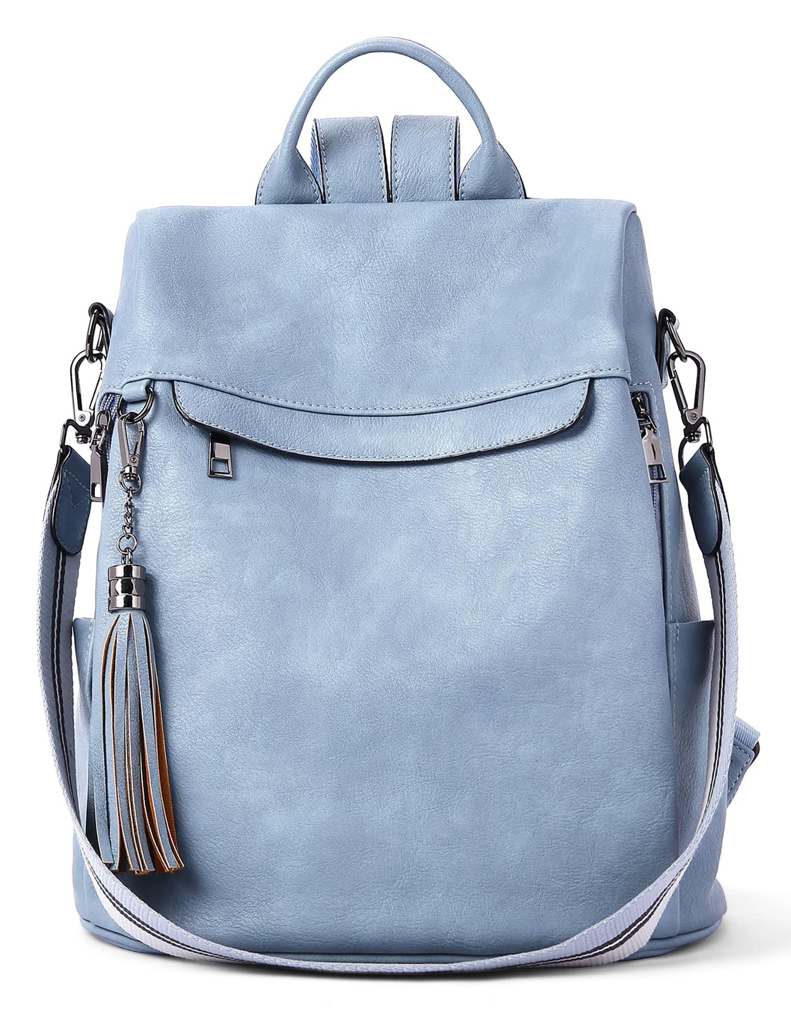 TelenaBackpack Purse for Women, PU Leather Anti Theft Travel Purse Shoulder Bags with Tassel