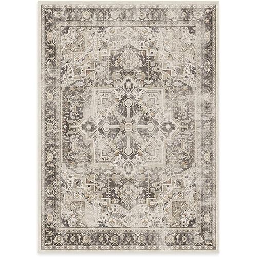 RUGGABLE Kamran Washable Rug - Perfect Vintage Area Rug for Living Room Bedroom Kitchen - Pet & Child Friendly - Stain & Water Resistant - Hazel 5'x7' (Standard Pad)