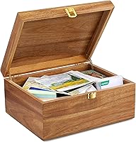 DRASTAR Handmade Acacia Wood Keepsake Box - Large 11x9x5" Hinged Lid Storage for Photos, Crafts, Jewelry, Memories
