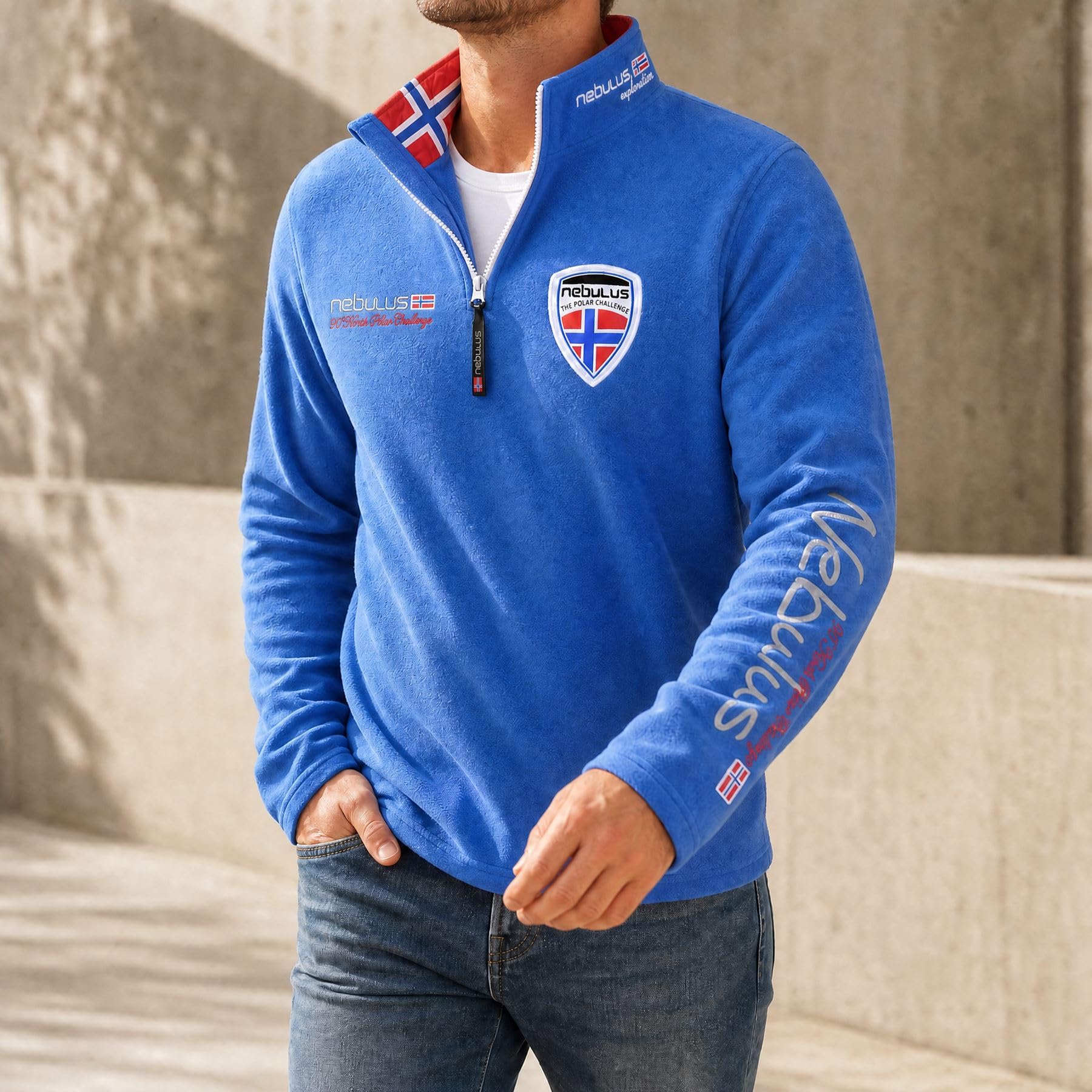 Nebulus Herren Pullover SKANDINAVIA, Warmer Fleecepullover, Pulli aus Fleece mit Half Zip Reißverschluss