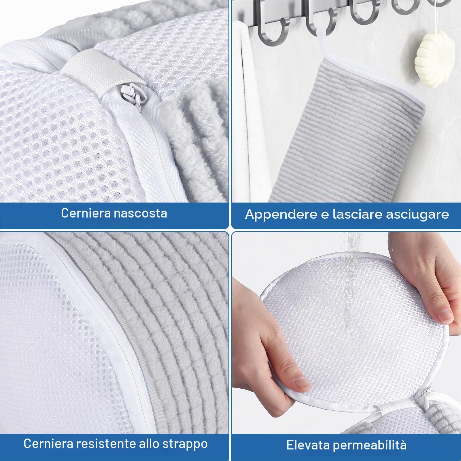 Teletrogy 2 Pezzi sacchetto per lavare scarpe in lavatrice con un paio Tendiscarpe Regolabili, Sacchetto Scarpe con Cerniera Nascosta, Riutilizzabile e Anti-deformazione Grigio
