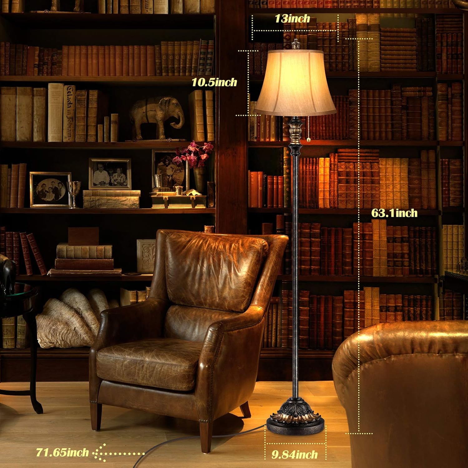 Amаzоn Crаzу 🔥 Dеаlѕ Traditional Floor Lamp, Classic Standing Lamp with 2 Silk Fabric Lampshades Bronze Vintage Tall Pole Lamp for Living Room Bedroom Office Rustic Upright Floor Light with Pull Chain Switch by PARTPHONER