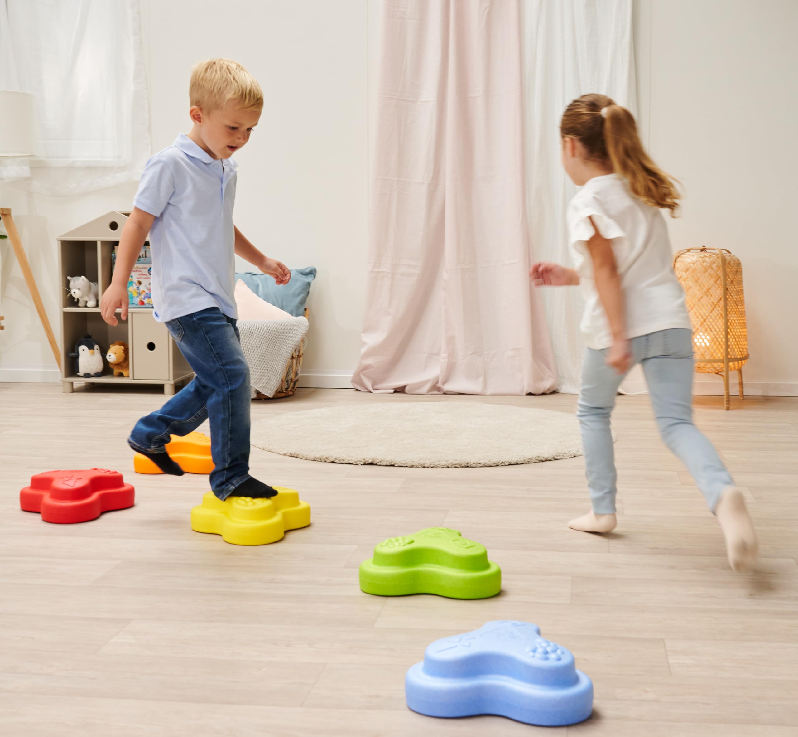 Big Heppy Rocks - Set di 5 pietre di bilanciamento e pietre da gioco, promuove le capacità motorie, l'equilibrio e la sensibilità, giocattolo per interni ed esterni, per bambini a partire da 1 anno