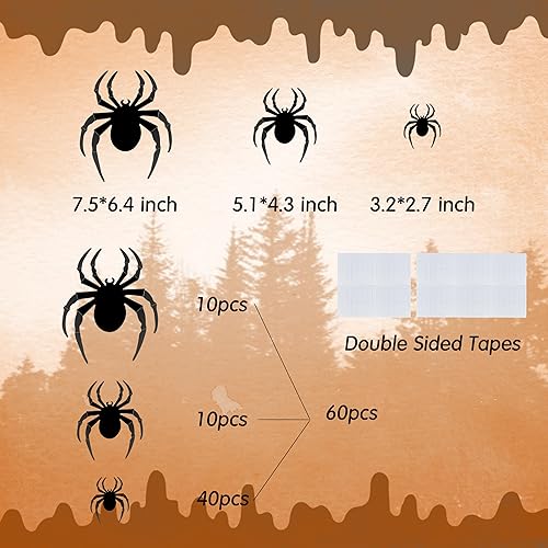 Miniatura 5 de 60 piezas de decoración de Halloween para interiores, decoración de telaraña 3D, calcomanías de decoración de Halloween, decoraciones de pared,