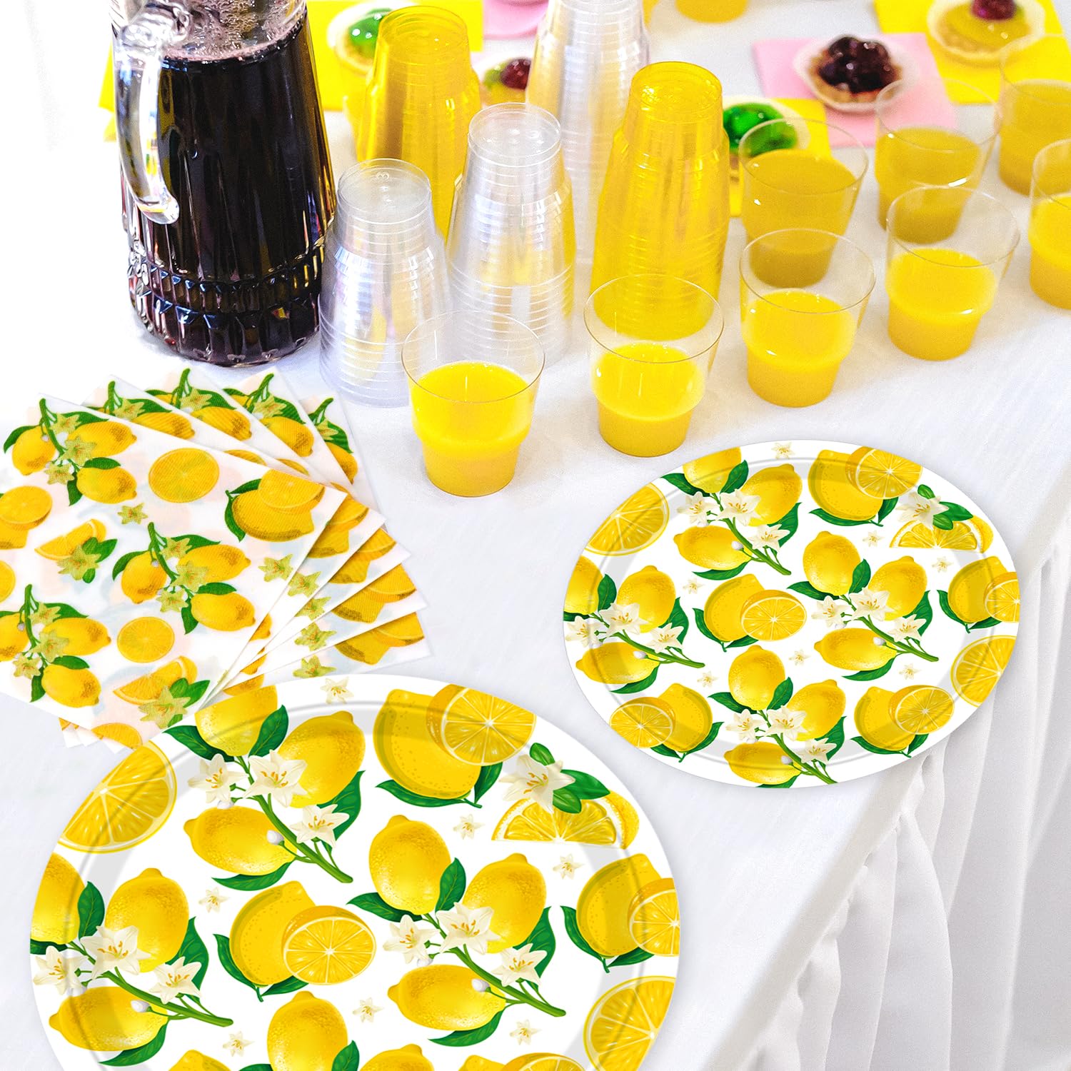 83 confezioni di decorazioni per feste a tema limone Articoli per feste di compleanno a tema limonata Stoviglie a tema limone Striscione per articoli per feste a tema limonata Per 20 persone