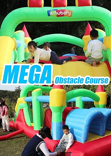 Miniatura 4 de Whubefy Carrera de obstáculos inflable para niños grandes de 3 a 6 y 8 a 12 años con tobogán grande, túneles de gateo de carreras, castillo animoso
