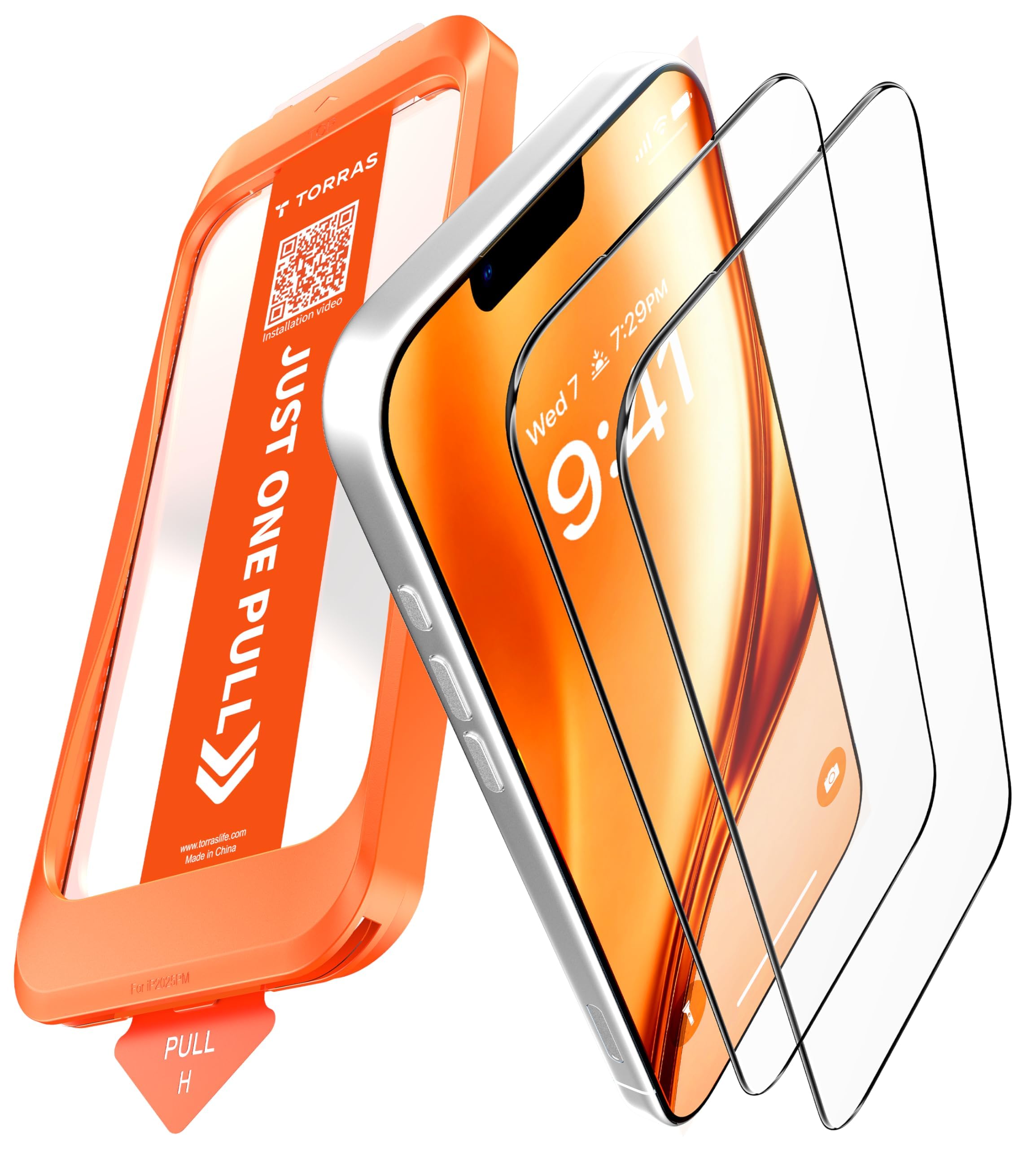 TORRAS iPhone 16e用強化ガラスフィルム 2m耐衝撃 9H超え