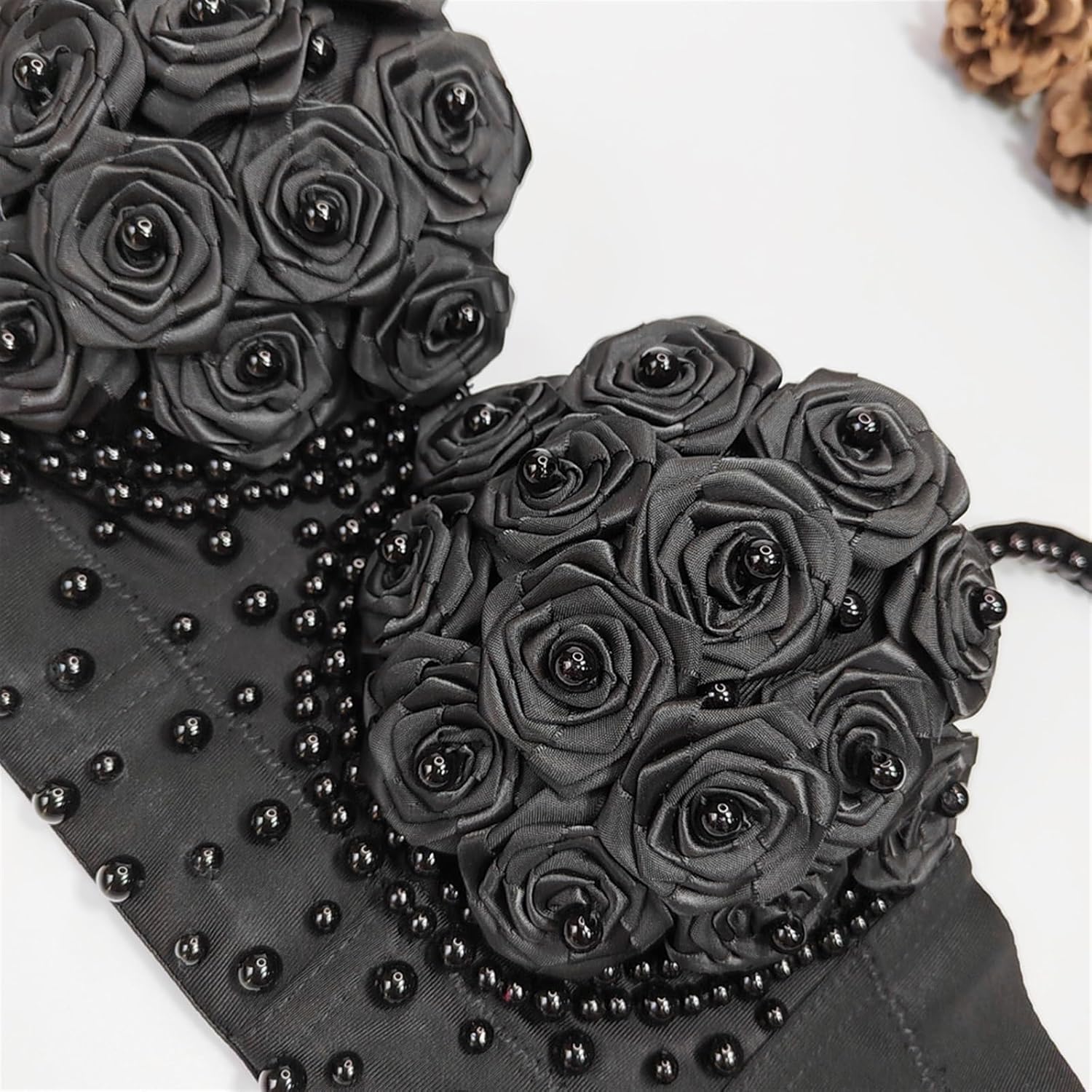 Women's Exotic Bustiers Corsets Roses Flower Decoration Camisole Sexy Beaded Sequins Bralette