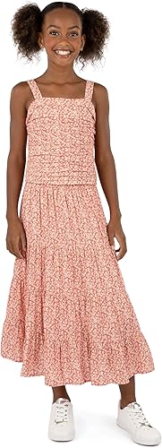 Speechless Girls' Sleeveless Pleated Top and Maxi Tiered Skirt Set