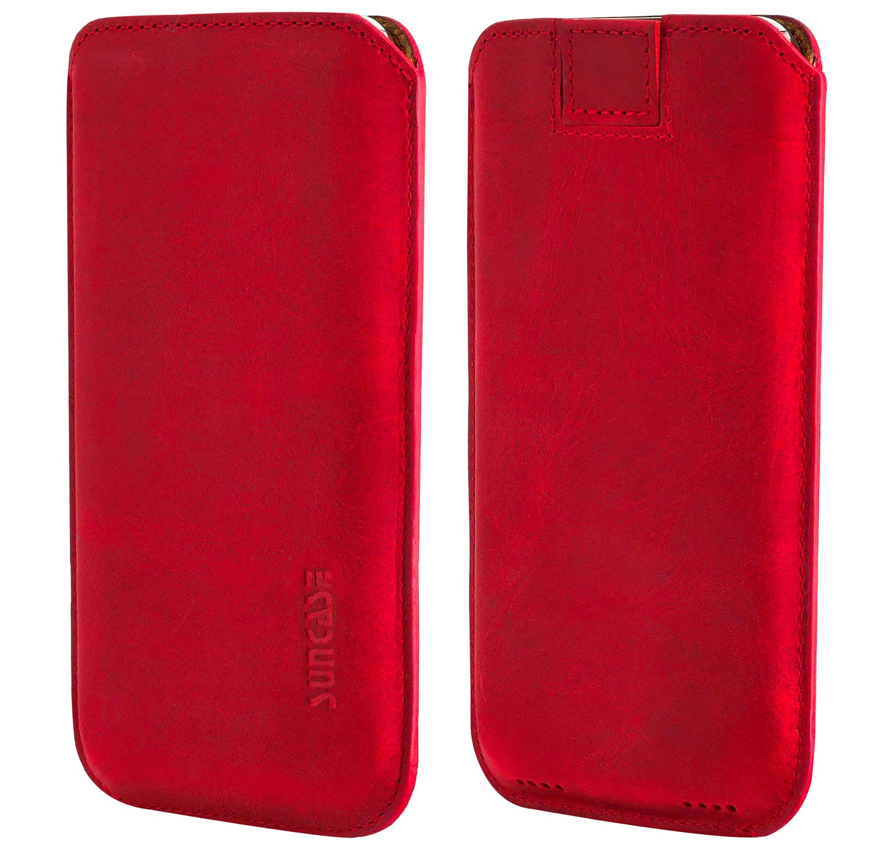 Suncase Leder Etui Für IPhone 12 Mini - Echtleder Tasche Mit Rückzuglasche Braun