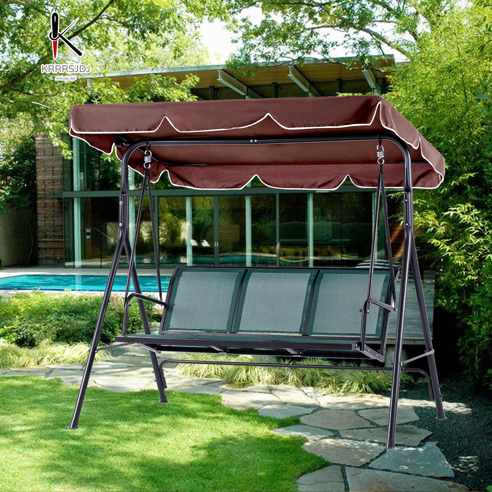 Cubierta de Toldo para Columpio210 x145cm Impermeable,Columpio Jardin Toldo de Reemplazo Anti Viento,Recambio Toldo Balancin Jardin Exterior,Resistente al Desgarro Paño de Poliéster (210*145cm,Marrón)