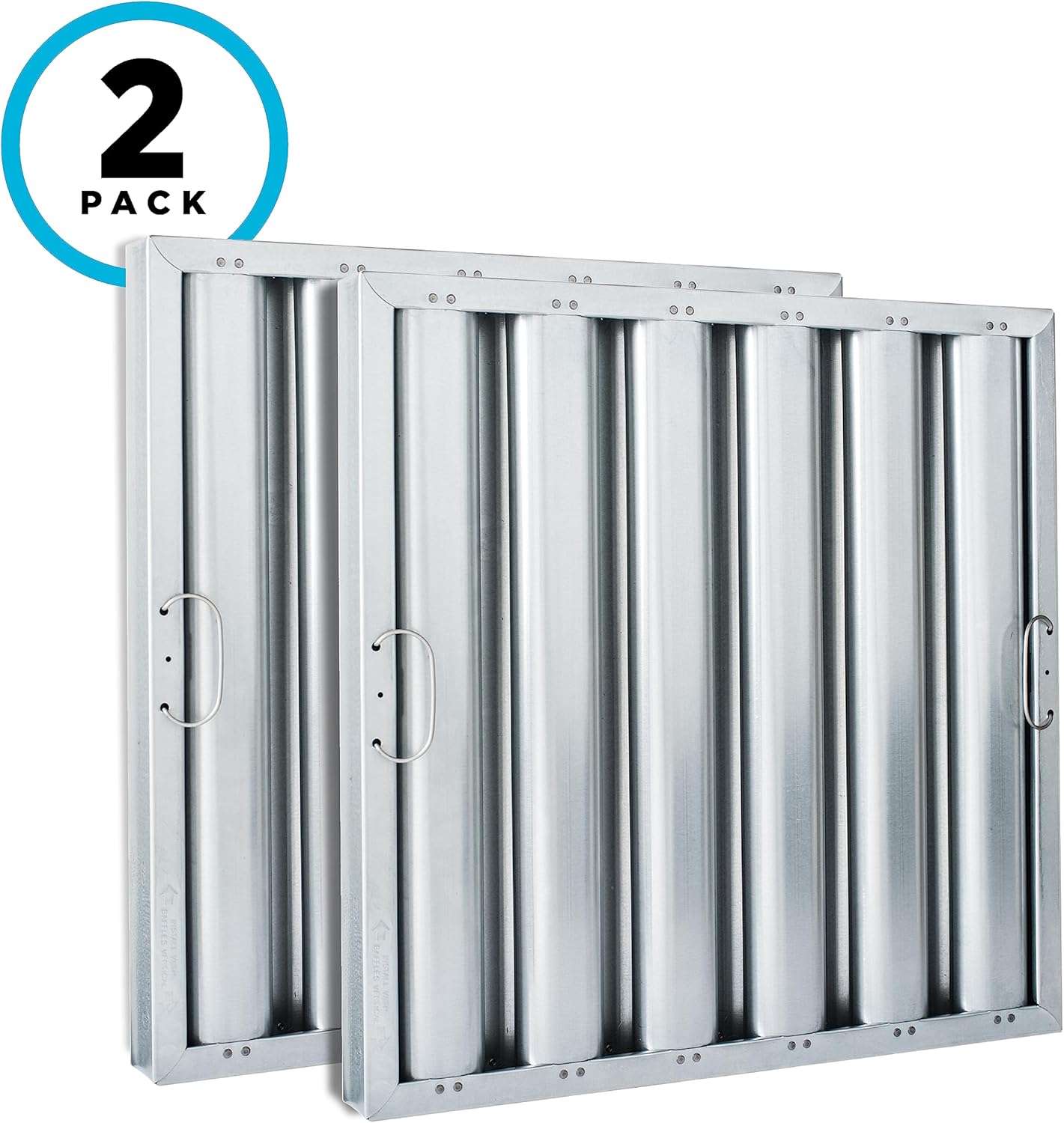 Aluminum Commercial Kitchen Hood Filter, Range Hood Baffle Grease Filter for Restaurant Kitchen Exhaust Hoods, 16H x 16W | Actual Size: 15.5H x 15.5W x 1.88D inches | (Pack of 2)