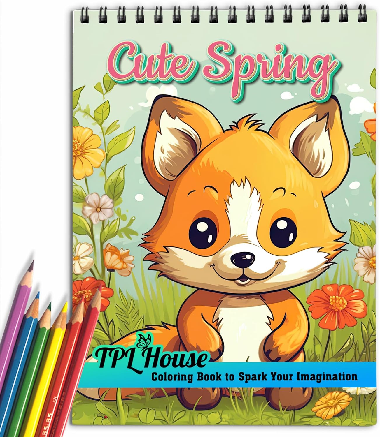 TPLHOUSE Cute Spring Coloring Book Spiral Bound for Adults