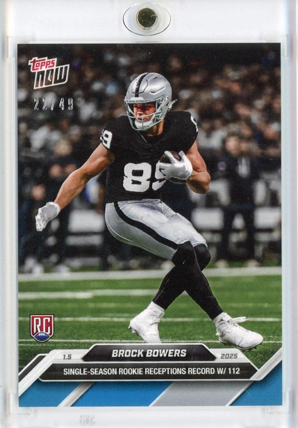 2024 Topps Now Brock Bowers #20 Blue #/49 Las Vegas Raiders Rookie RC Football Card