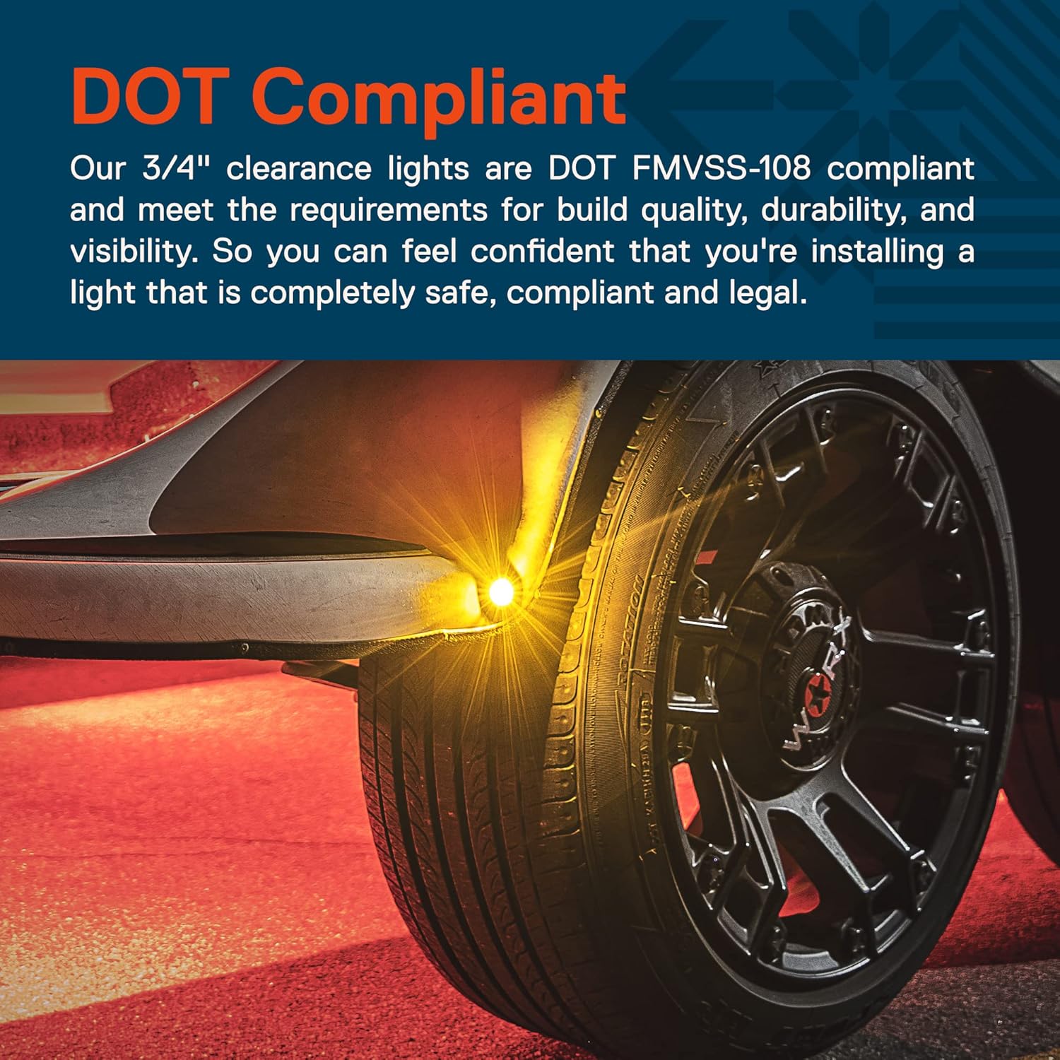 TRUE MODS 10pc 3/4" Inch Round Amber Trailer 12V LED Marker Light [3 Wire/DRL & Turn Signal] [DOT FMVSS 108] [SAE P2PC] [Semi-Spherical Output] [IP67 Waterproof] Small Marker Lights for Trailer Truck