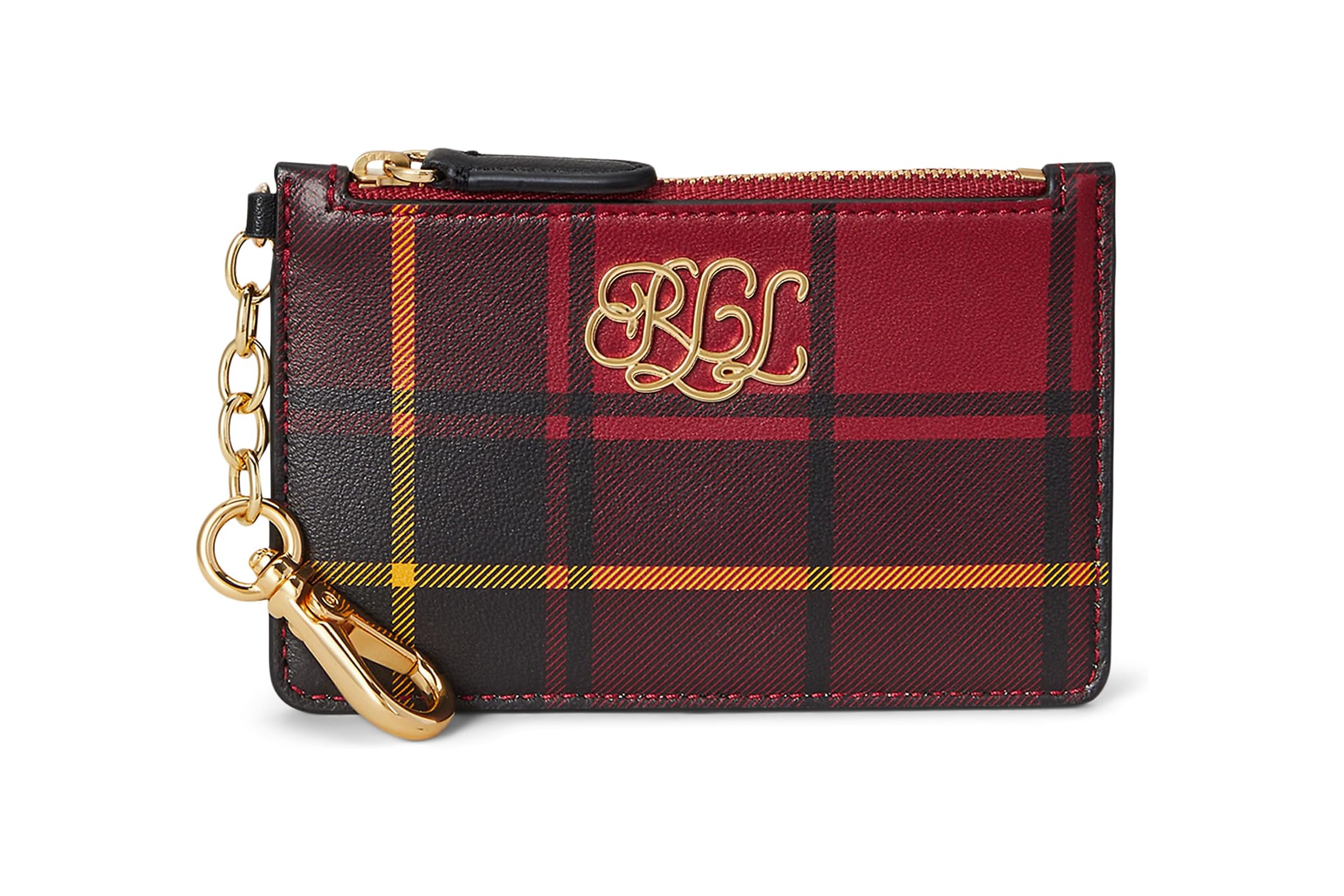 Кошелек Lauren Ralph Lauren Plaid Nappa Leather Zip Card Case