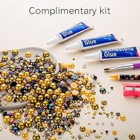 Vista 7 de 60g de perlas planas doradas con parte trasera de diamantes de imitación para manualidades, tamaño mixto de 3mm-10mm, color AB, redondas, cuentas