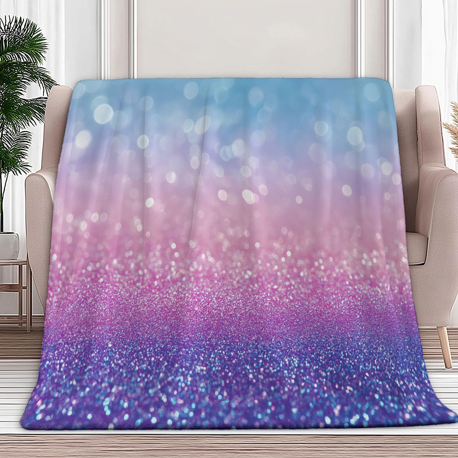 Genérico Flanelowy koc Flanelowy Kolor Gradient 180x200 cm Koce Polarowe Sherpa, Ciepły i Wygodny Koc, Dekoracyjne Koce Na Krzesło Sofa Łóżko, Prezent Dla Dorosłych I Dzieci