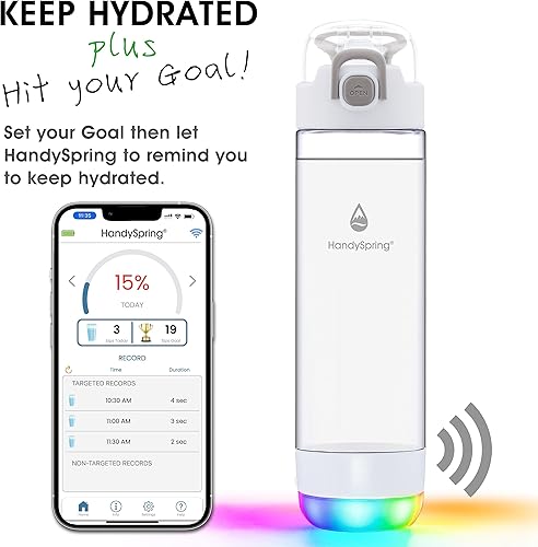Miniatura 2 de Botella de agua inteligente con recordatorio para beber agua, luces y sonido, rastreador de ingesta de agua, recargable, plástico Tritan, botella de