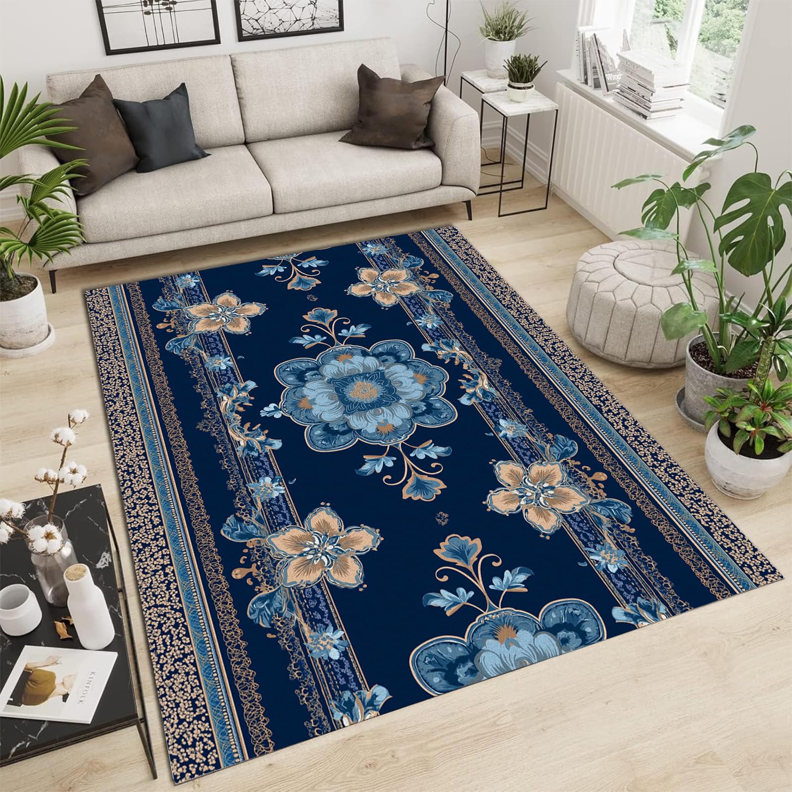 Tapis de sol moderne antidérapant et facile à laver pour chambre et salon