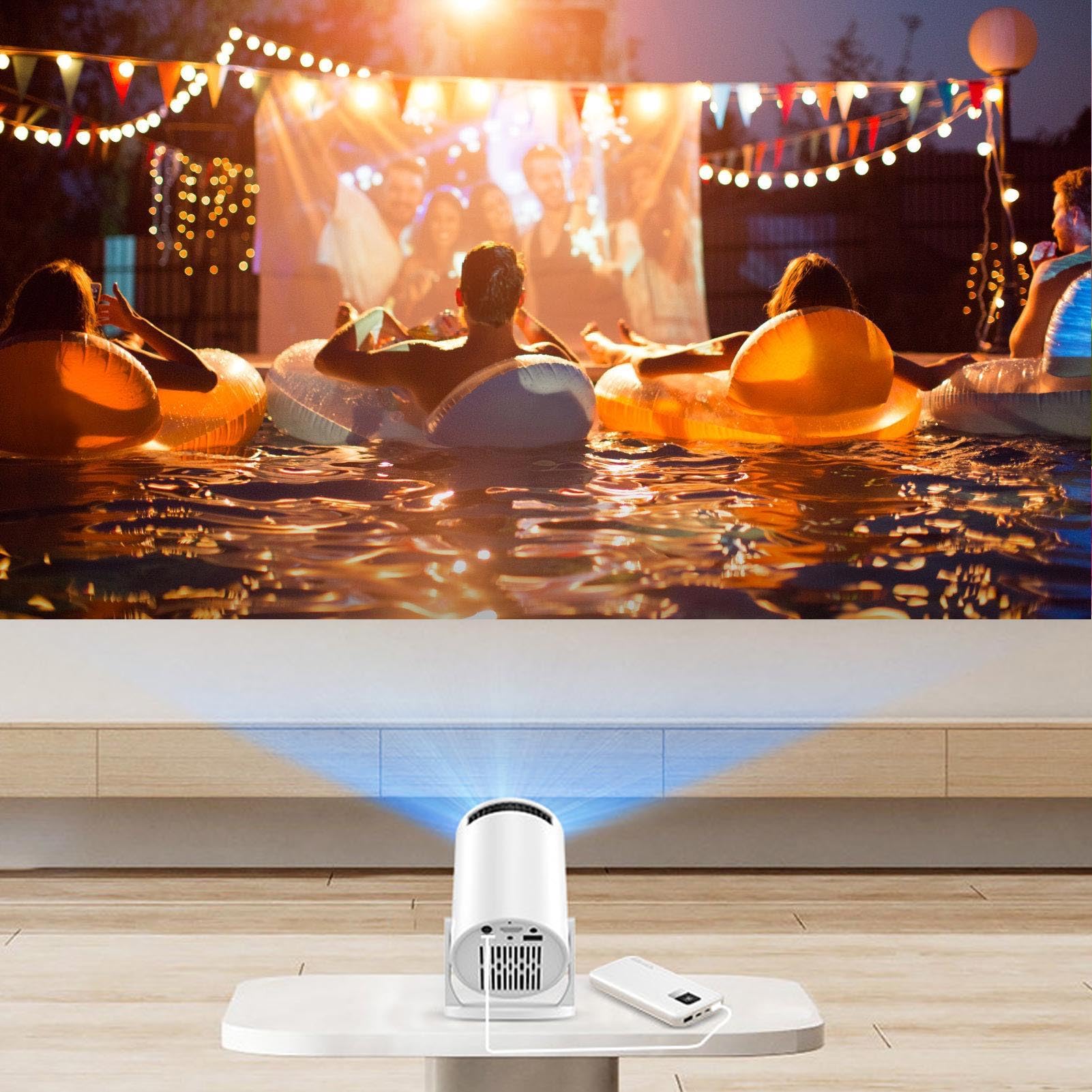 Proyector HD Hogar LED 50 ANSI WiFi Integrado Altavoces Sonido Envolvente Múltiples Interfaces Soporte Proyector Inteligente Portátil para Películas