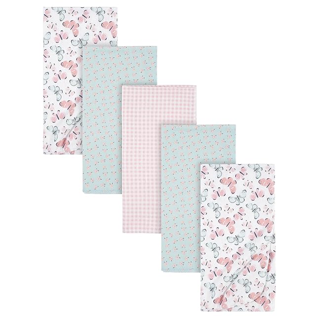 Gerber Girls Newborn Infant Baby Toddler Nursery 100 Cotton Flannel Receiving Swaddle Blanket Butterfly White Pack of 5