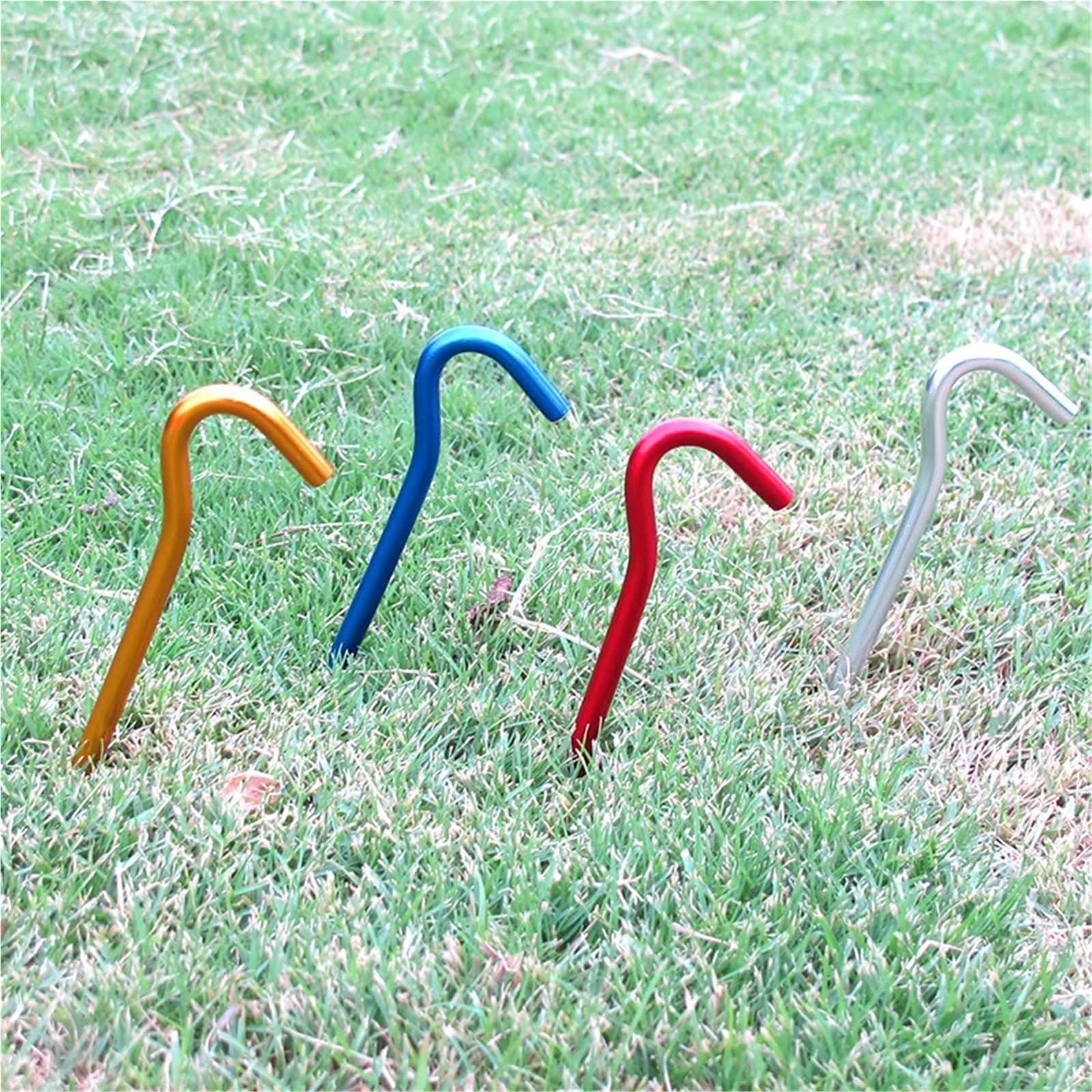 20 stücke 18 cm Aluminium Legierung Zelt Heringe Mit Haken Garten Stakes Boden Nagel for Hängematte Camping Abspann Markise Baldachin überzelt Für Verschiedene Campingumgebungen(Red)