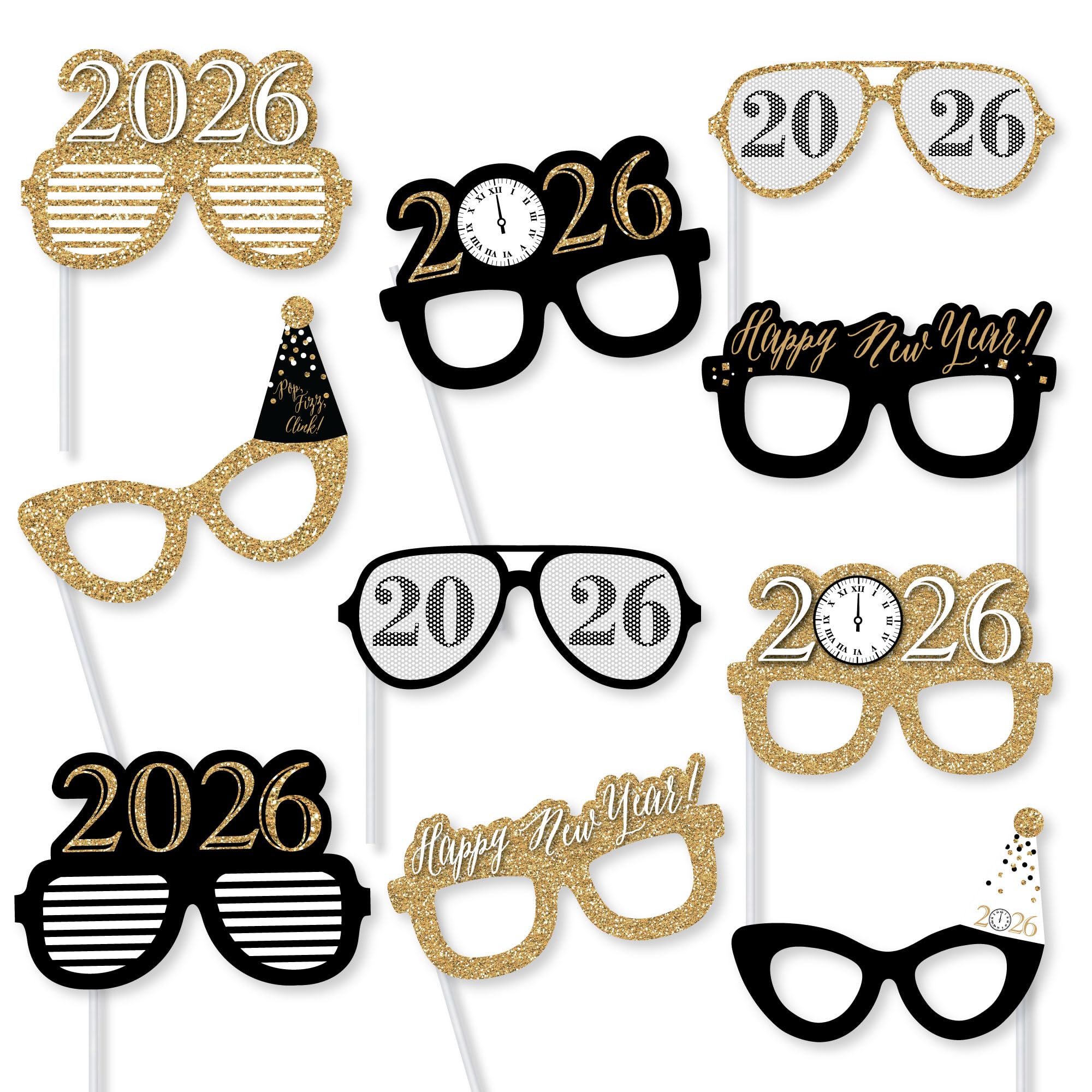 Gafas De Purpurina Para Nochevieja Y Año Nuevo | Pack De 18 Unidades, 9 Diseños Divertidos, Ideales Para Fiestas Y Fotos