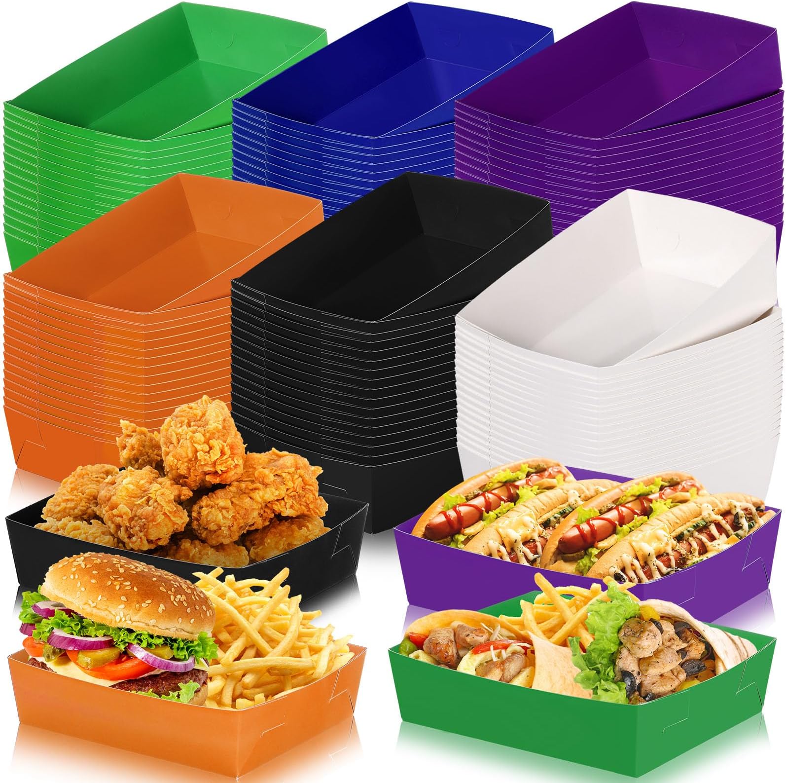 Amazon.com | Suttmin 100 Pcs Halloween Paper Food Trays Halloween Party ...