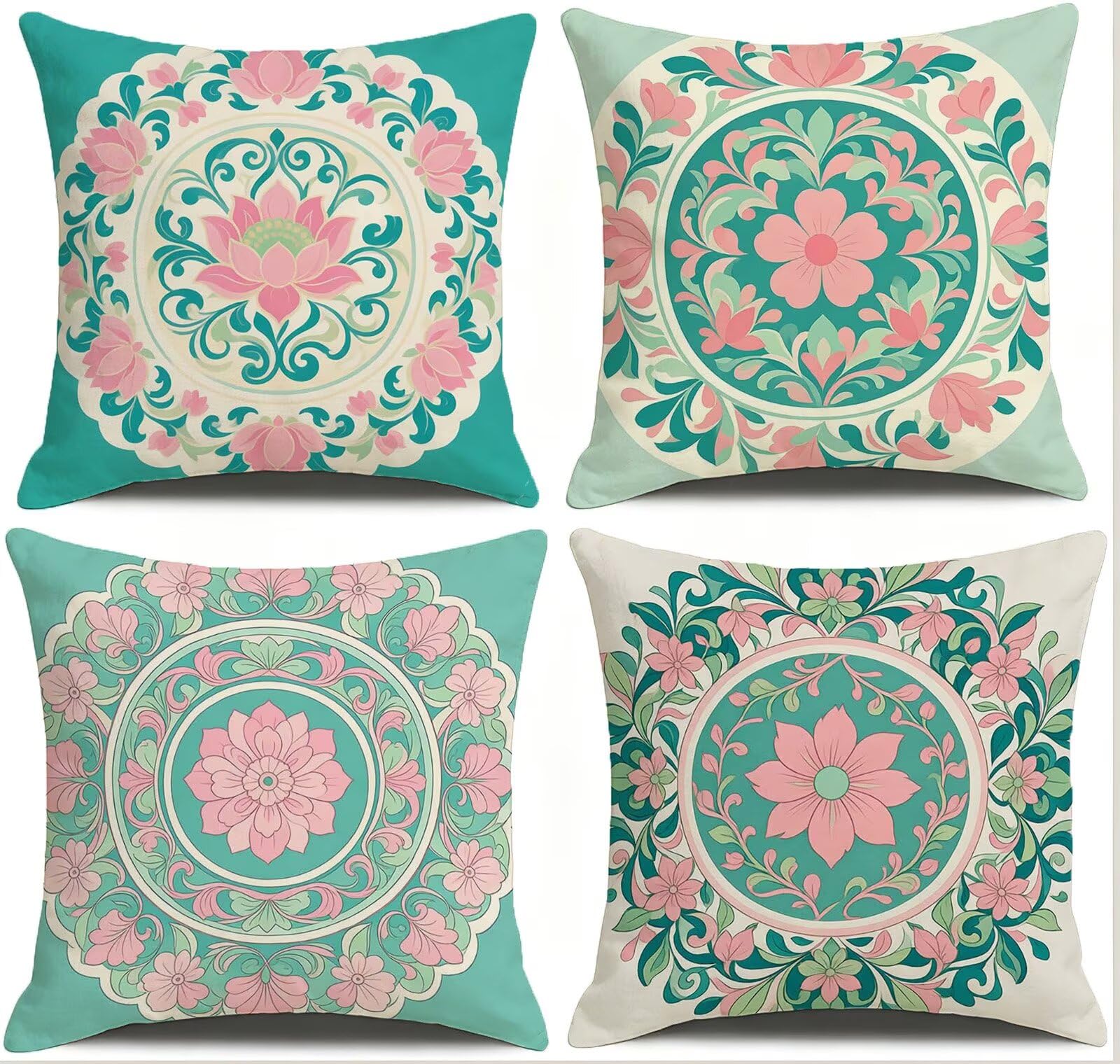 Blu Federe Cuscini Divano 40x40cm, Cuscini da Esterno Set de 4, Cod-212