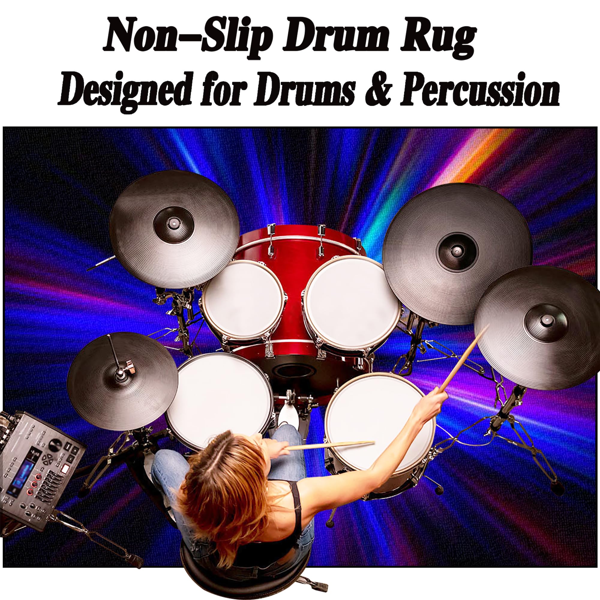Tappetino Tamburo Insonorizzato Tappetini per Batterie Tappeto Drum Carpet per Batterie Acustica elettroniche Rullante Snare Drum Grancassa Tappeto Antiscivolo Tappeto per Batteria 210 x 180 cm