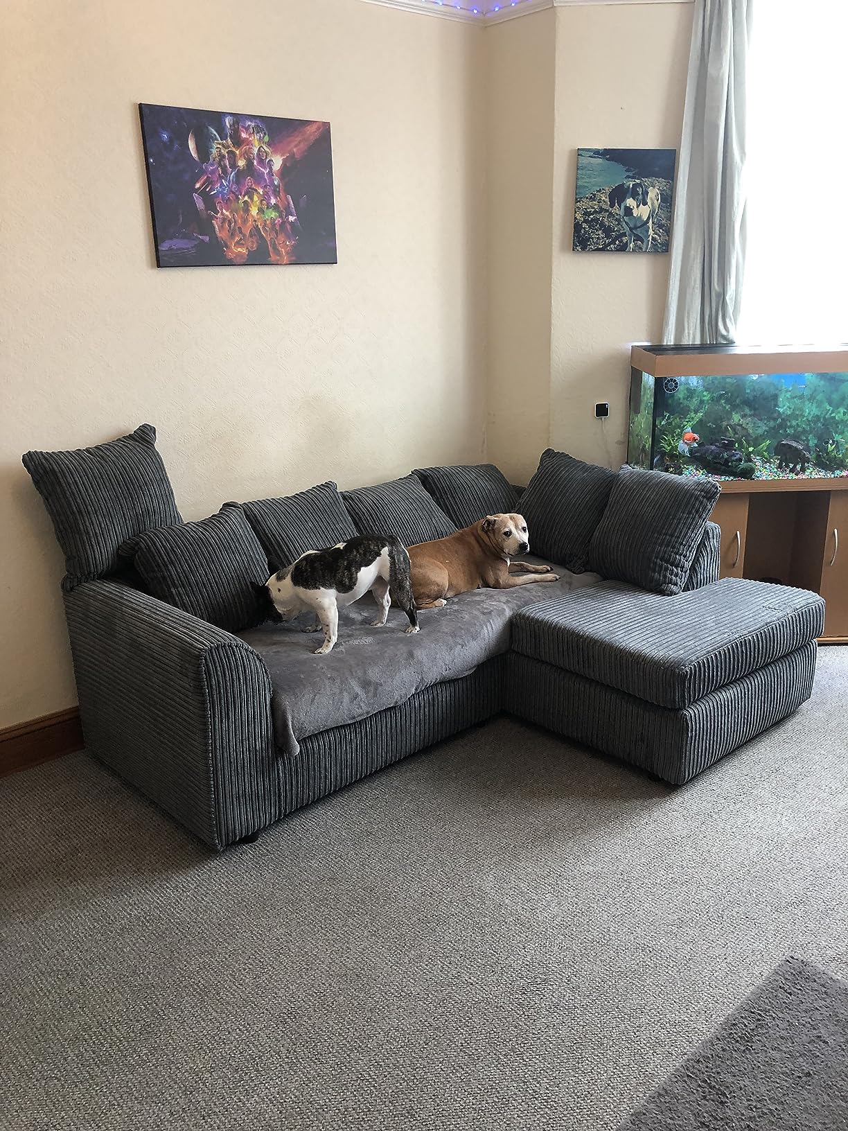 CHICAGO JUMBO CORD CORNER SOFA 5 COLOURS LEFT/RIGHT HAND (Cream Jumbo