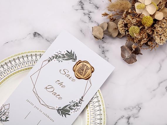 Yoption 50 Pcs Regal Letter A Wax Seal Stickers, Antique Gold