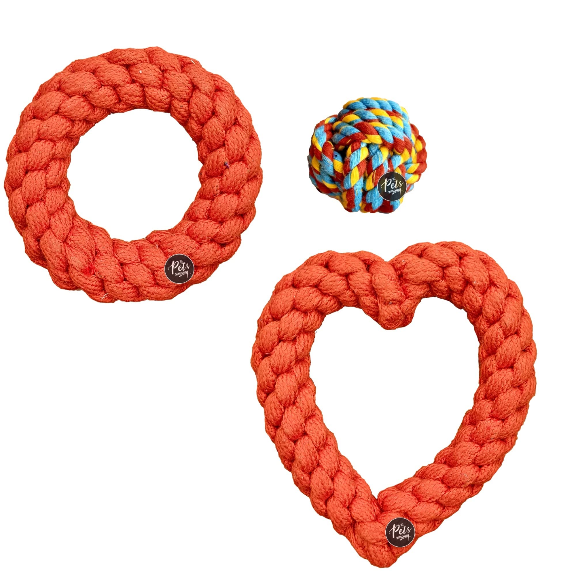 The Pets Company Dog Toys for Adult Dog, Teeth Cleaning & Training (2 Ring + Heart + Natural Ball), Dog Rope Toy Combo of 3 for Medium & Large Dogs (B0BQGNKJW5) Amazon Price History, Amazon Price Tracker