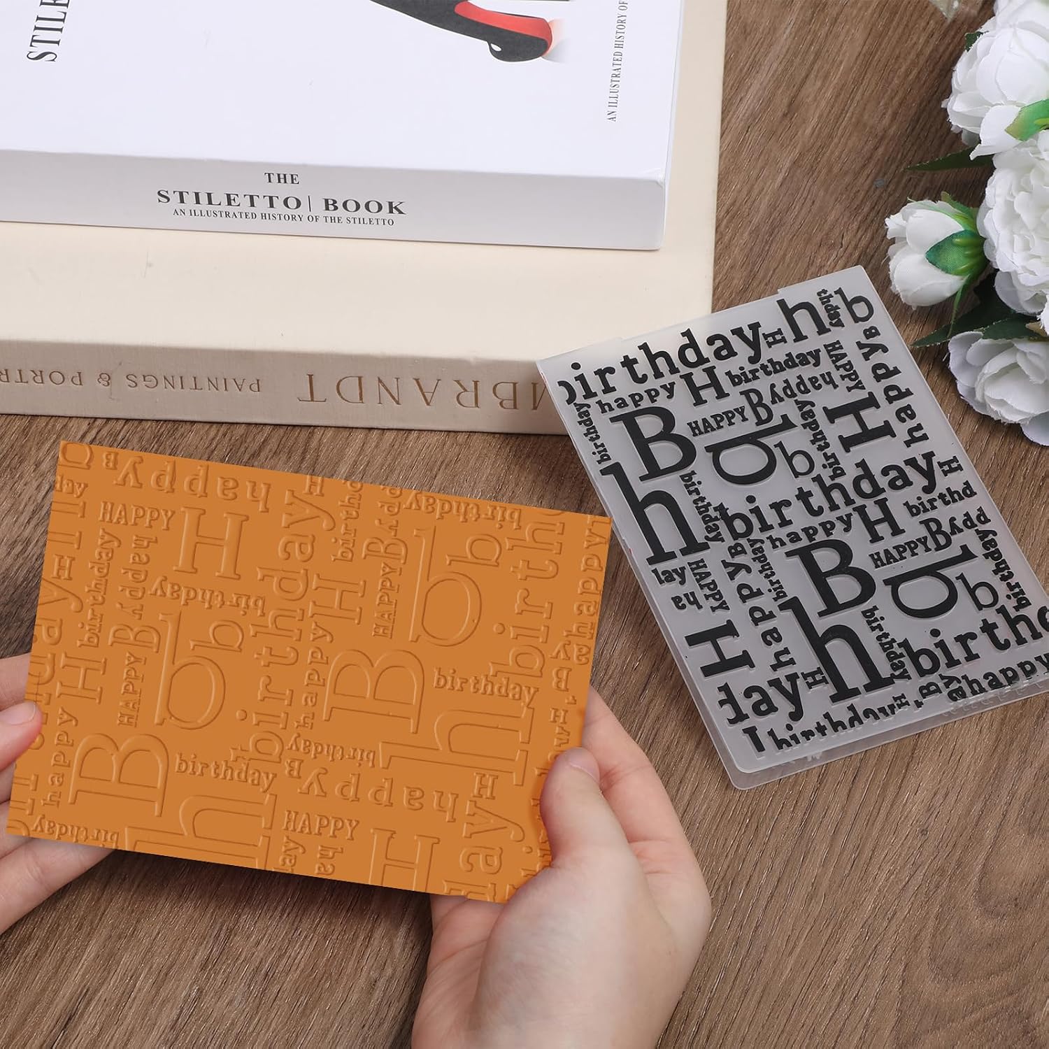 3D Textured Embossing Folders for Card Making, Happy Birthday Plastic Template Embossing Folders Lace Plastic Embossing Folder for DIY Scrapbooking Paper Craft Decoration
