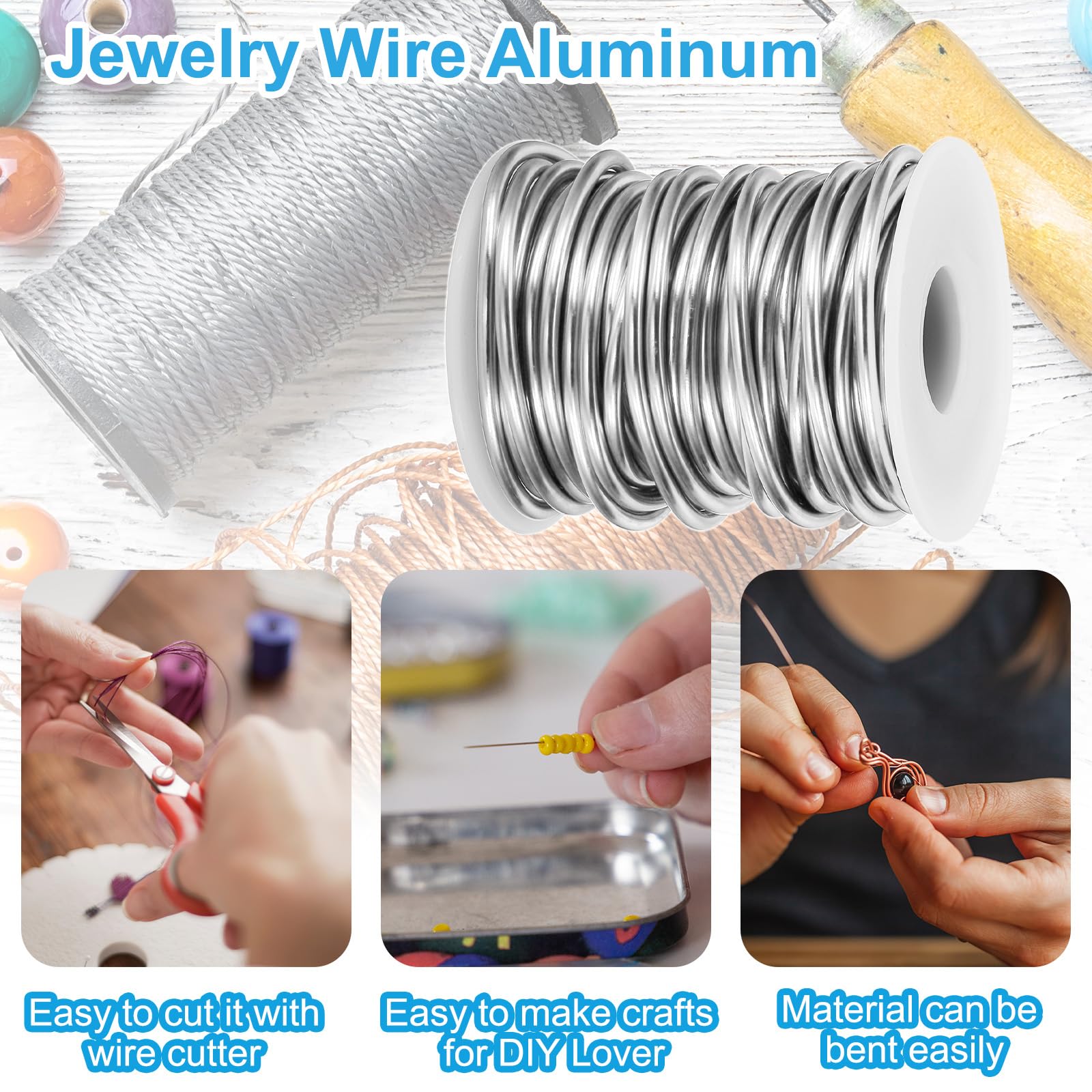 PATIKIL 8 Gauge 3mm Aluminum Craft Wire, 32.8Ft Metal Wire Armature Bendable Wire for Jewelry Making Metal Wrap DIY Silver - Image 3