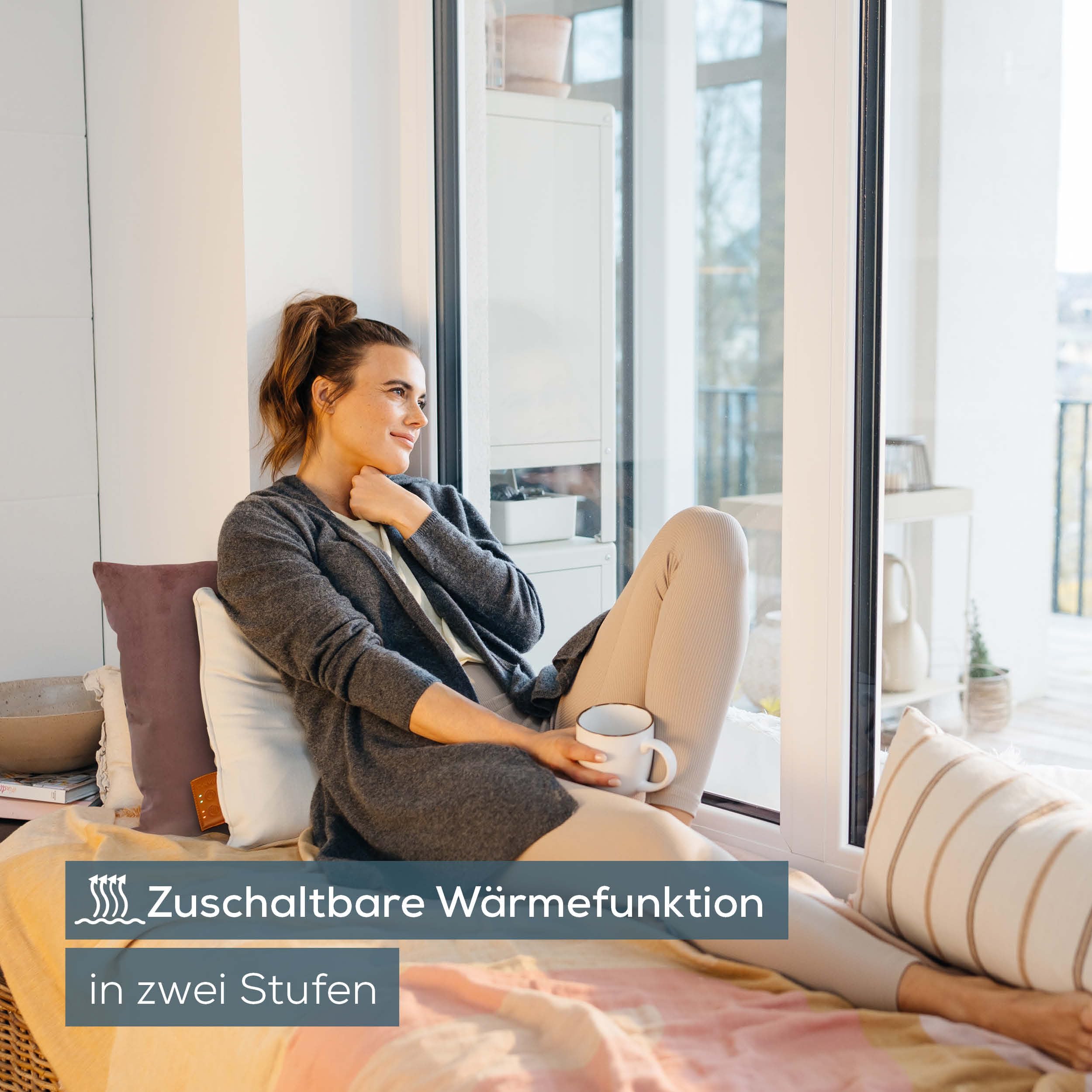 Beurer MG 139 Akku-Massagekissen mit Wärmefunktion, kabelloses Shiatsu-Massagekissen, zuschaltbare Wärme, hergestellt aus recyceltem Material, Maschinenwaschbar, Abschaltautomatik, 40 x 40 cm, Mint