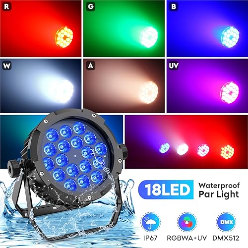 Miniatura 3 de Luz LED impermeable IP67 para escenario UV, ZonQoonz 6 en 1 RGBWA al aire libre Uplighting Control DMX luz de lavado efecto estroboscópico DJ luz