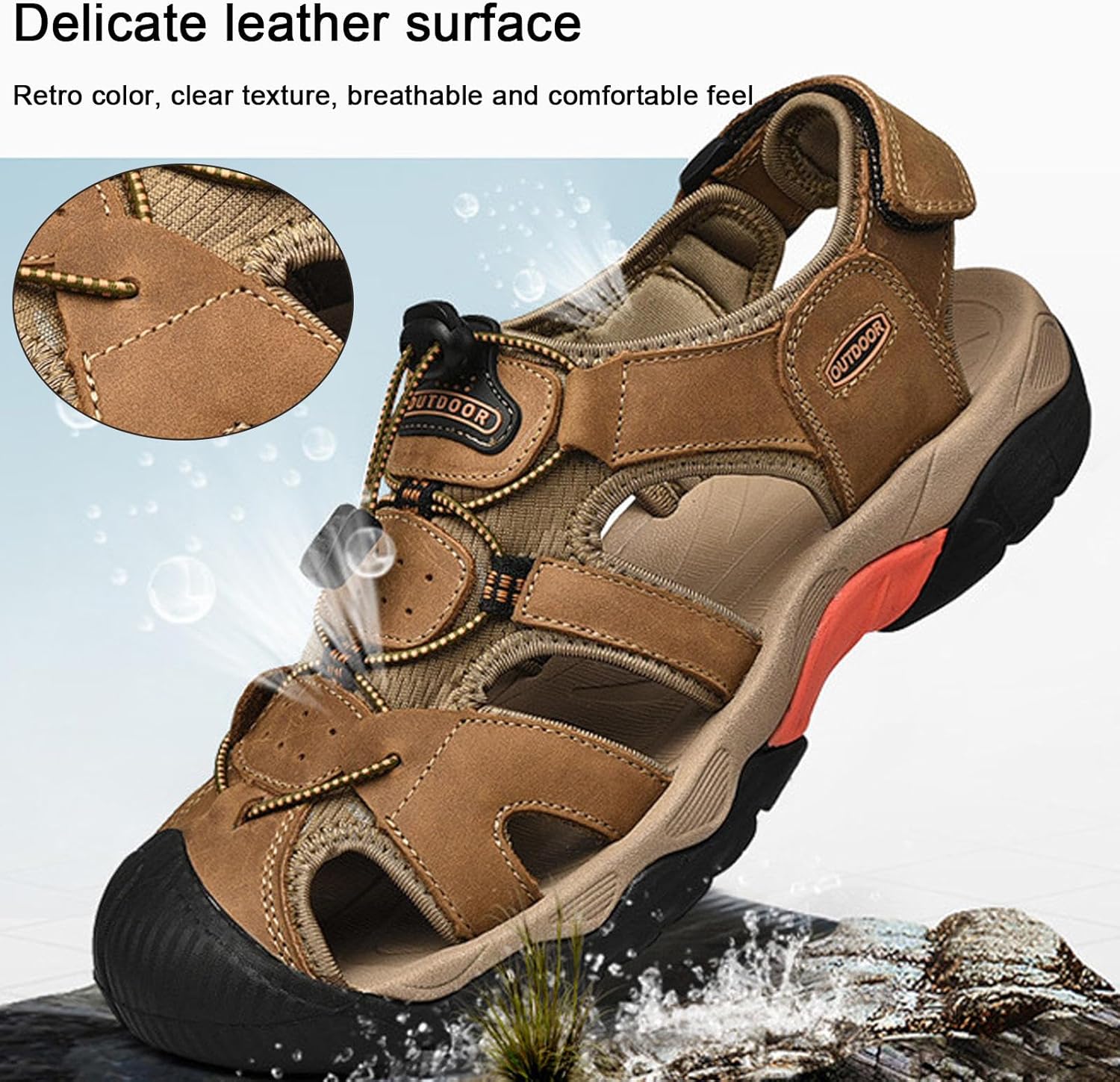 メンズ サマー スポーツ アウトドア サンダル つま先閉じ ビーチシューズ カジュアル ウォーキング ハイキング サンダル,Grey