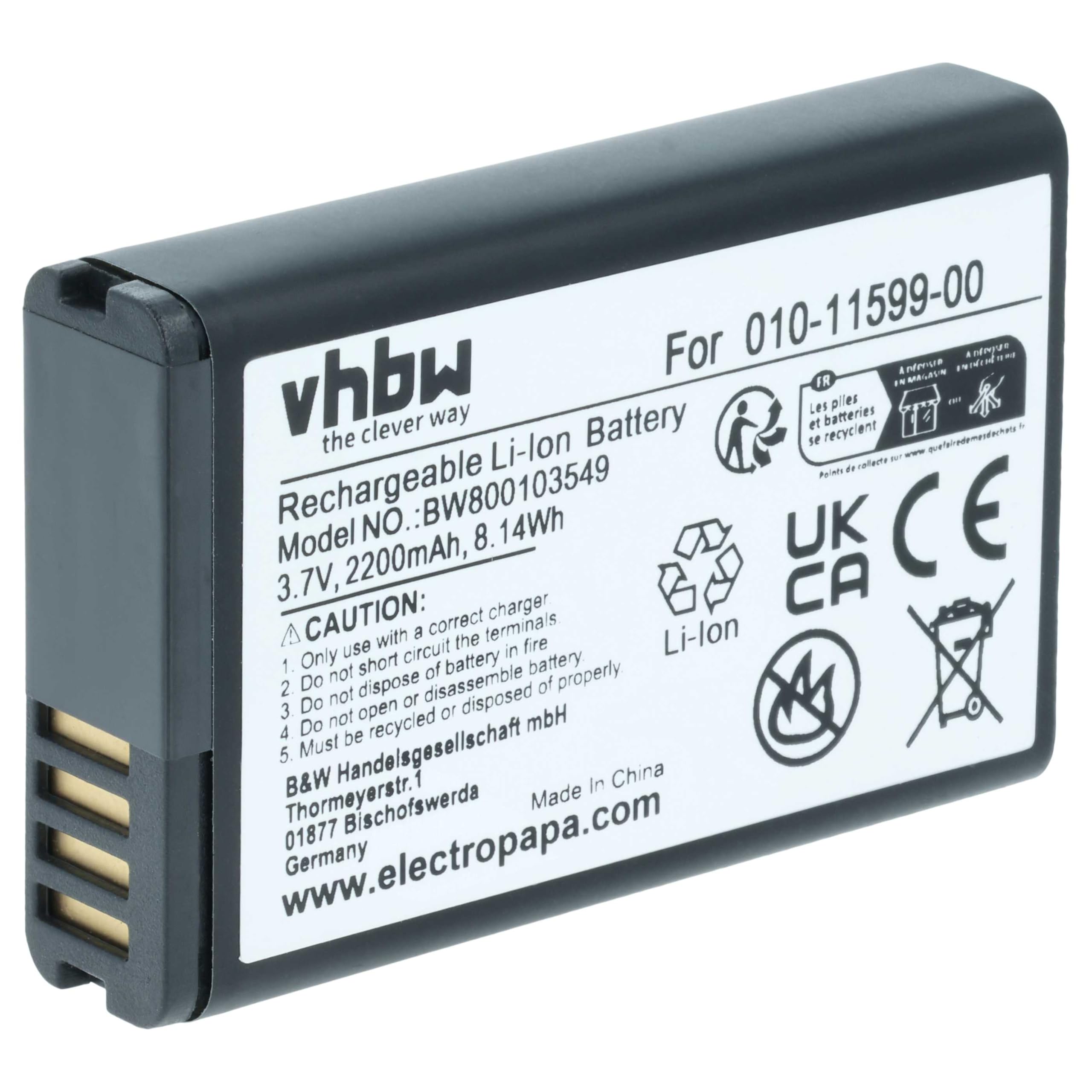 vhbw Batería Compatible con Garmin Alpha 100 Handheld navegador, navi, GPS (2200 mAh, 3,7 V, Li-Ion)