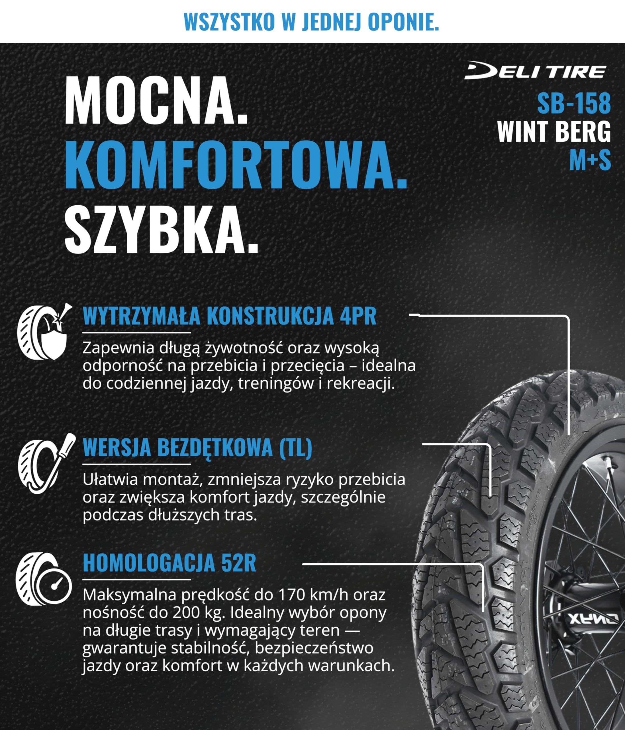 OPONA DELI SB-158 100/80-17 WINT BERG M+S ZIMOWA