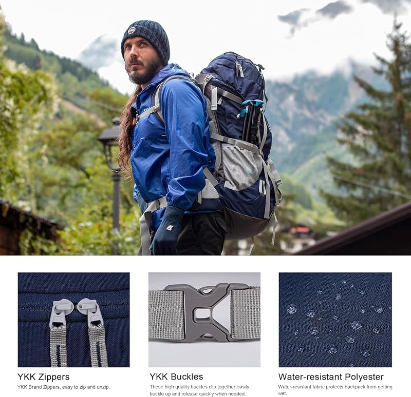 MOUNTAINTOP 70L Trekking Hátizsák Esővédővel Férfi Női Túrázáshoz Kempingezéshez
