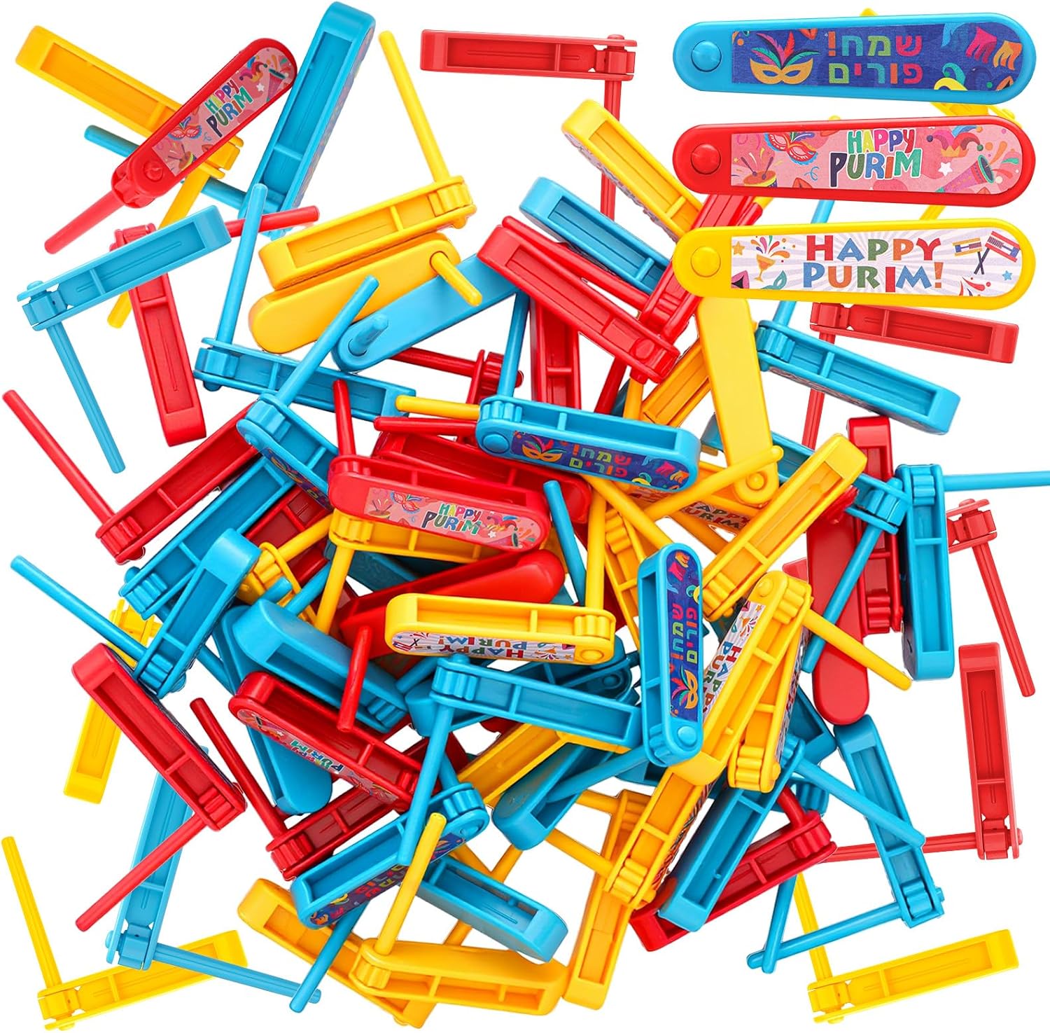 16 Pcs Traditional Purim Gragger Novelty Purim Gragger Noisemaker Metallic Noisemaker Holiday Noise Makers for New Years Celebration Supply(Cute)