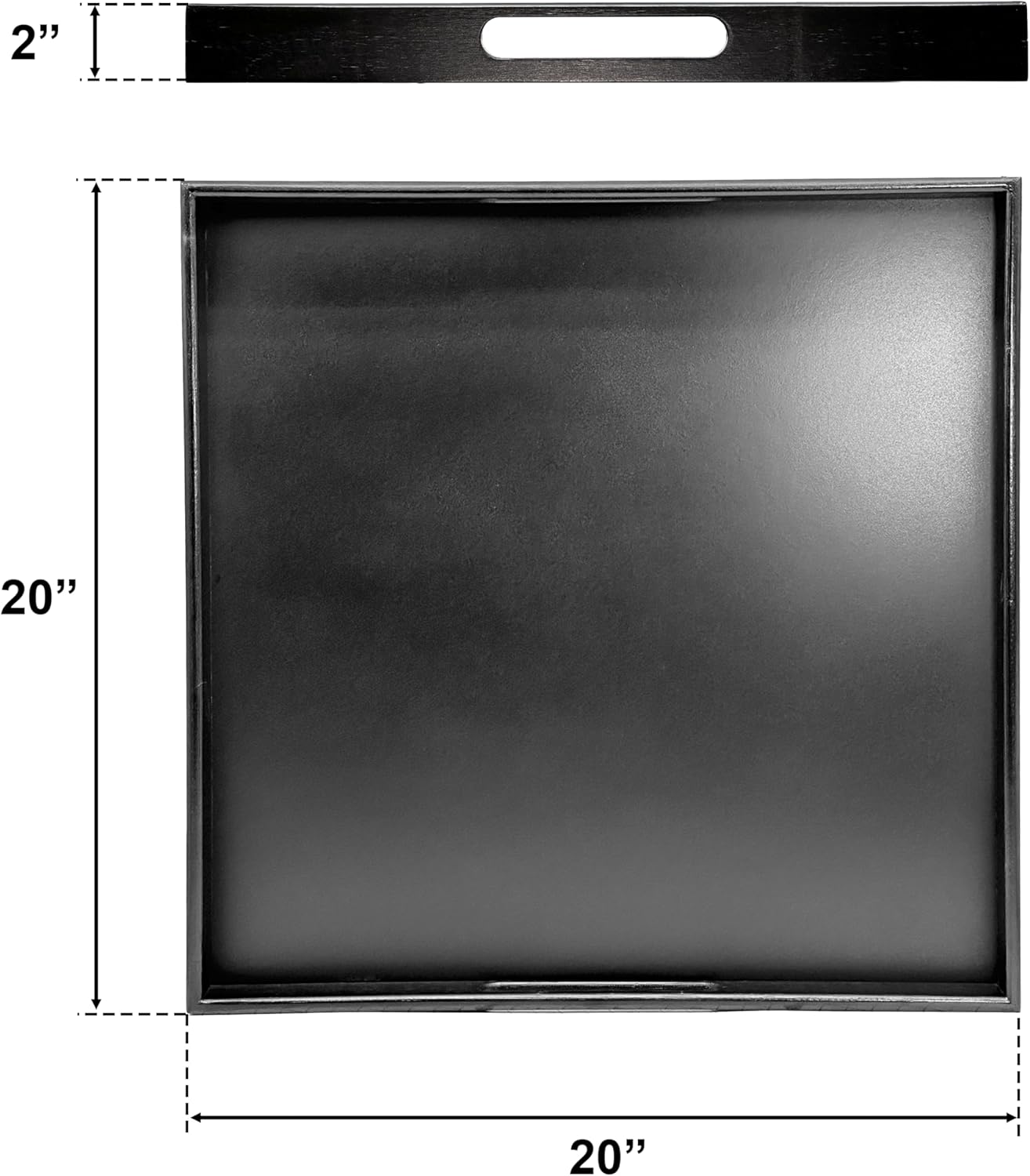 Bam & Boo 20" x 20" x 2" Square Natural Bamboo Ottoman Tray with Handles, Black