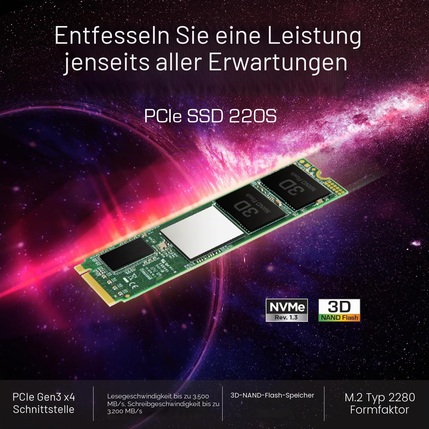 Transcend 2TB MTE220S NVMe SSD mit DRAM-Cache, blitzschnell