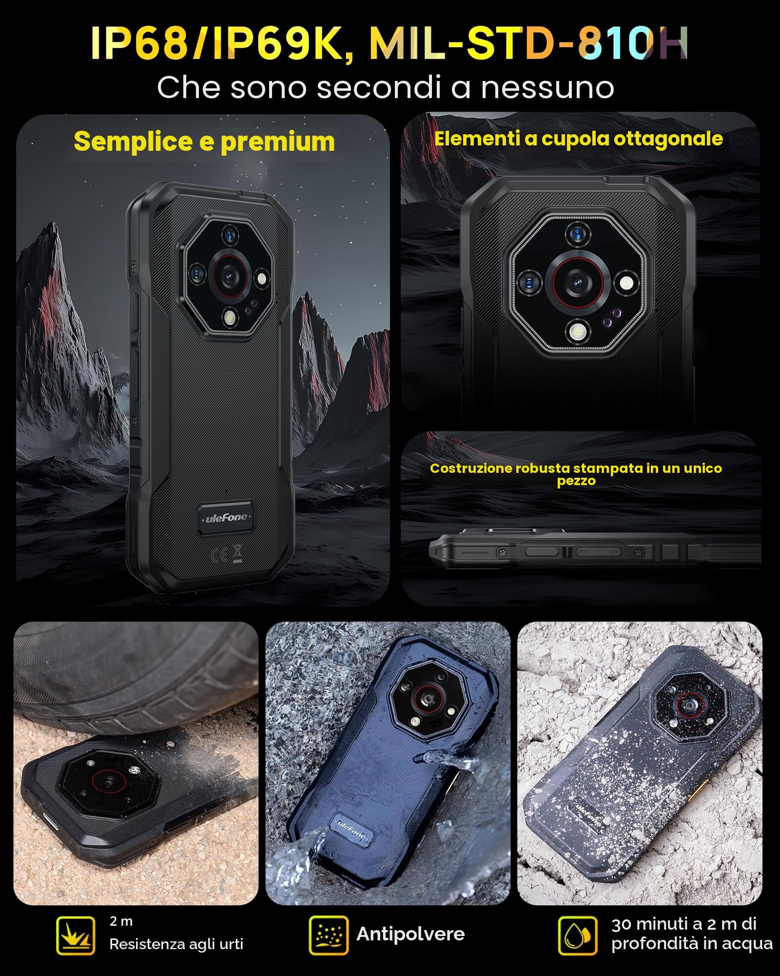 Ulefone Armor X32 Rugged Smartphone, MTK G91 12GB+128GB/2TB 48MP+20MP Visione Notturna Aggiornabil Android 16, 5.65" Corning Cellulare indistruttibile Dual SIM/NFC/Fingerprint 2anni garanzia-Arancione